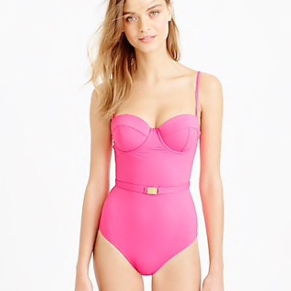 J Crew Belted Underwire Italian Matte One Piece
